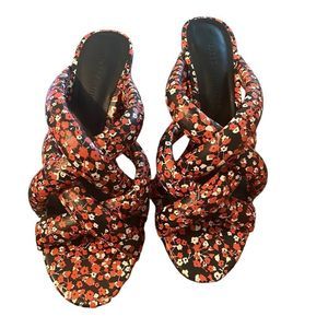 Rebecca Minkoff Women's Amandine Strappy Mules, Red Floral Print